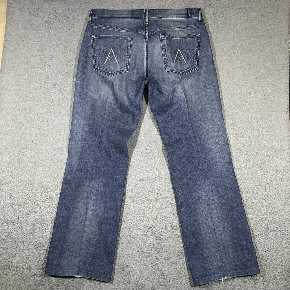 7 For All Mankind A Pkt Bootcut Jeans Men's 34 Blue Medium Wash Denim #3893 - Picture 4 of 10